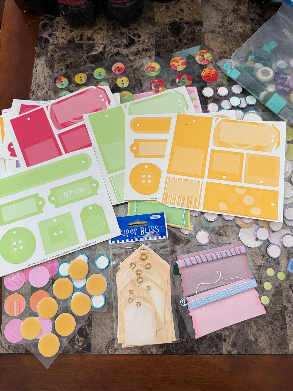 Various Dots and Tags Scrapbooking Embellishments